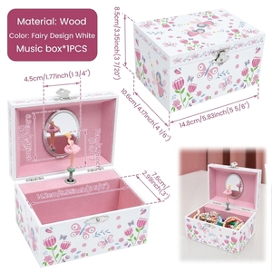 Caja de Música de Cuerda Manual Rosa de Cuento de Hadas con Almacenamiento Giratorio para Joyas Infantiles, Regalo de Cumpleaños Ecológico de MDF para Niñas, Lago de los Cisnes - Product Image 3