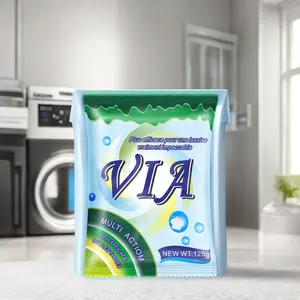 125g VIA优质高泡沫洗衣粉洗衣粉肥皂中国工厂味道好闻粉末洗衣粉肥皂
