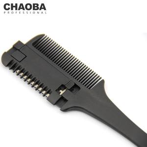 Peigne de coupe de cheveux à poignée noire avec lames de rasoir coupe amincissante Double face <span class=keywords><strong>peignes</strong></span> de rasoir Salon bricolage outils de coiffure - Product Image 3
