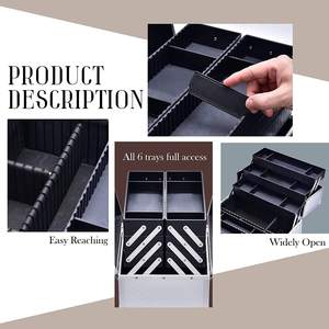 Portable <b>Makeup</b> <b>Case</b> Organizer with 6 Adjustable Trays Professional Artist Cosmetic Box for <b>Makeup</b> Artist Nail Technician - Product Image 3