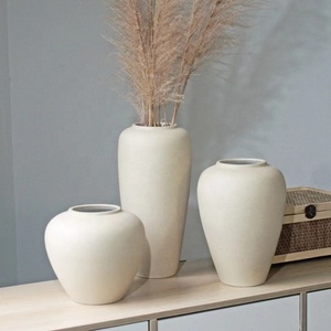 Jarrones de mesa blancos nórdicos, florero grande de cerámica, decoración para sala de estar, cerámica para el hogar y maceta de porcelana para sala de estar - Product Image 1