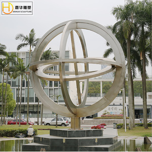 Escultura Abstracta de Globo Terráqueo Jia Hua, de Acero Inoxidable, para Montar en el Suelo, Decoración para Jardín, Plaza o Exteriores - Product Image 3