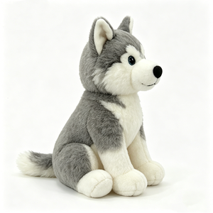 Peluche suave y esponjoso de husky, muñeco de peluche realista de husky, peluche de husky gris y blanco, peluche de husky sentado, juguete de peluche - Product Image 4