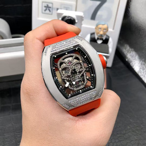 Trendy Skull Silver <b>Diamond</b>-encrusted Shock-resistant Luxury High-quality Tourbillon Automatic Mechanical <b>Watch</b> - Product Image 5