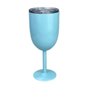 Copa de metal con aislamiento al vacío de acero inoxidable de doble pared irrompible de 10oz, vaso de copa de vino tinto, copas de champán