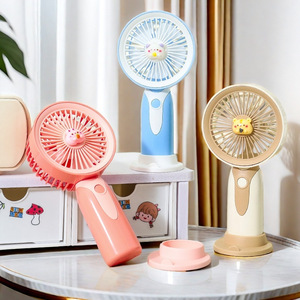 Cartoon Character Handheld <b>Fan</b> 5W DC Motor Rechargeable Battery Desktop <b>Stand</b> With Detachable Base For Indoor Use - Product Image 1