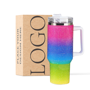 Nhiều Màu 40oz gốm xử lý Mug với kim cương-nạm Bling nắp và rơm kim cương-studded Bling cốc - Product Image 2