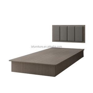 Economical Hotel Bed Frame With Wooden Base Upholstered <b>Headboard</b> & Nightstands For Commercial 3 Star Hotel Project Bedroom Sets - Product Image 5