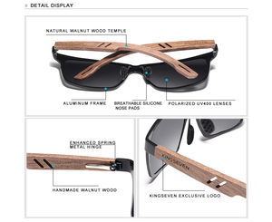 Gafas de Sol Polarizadas Cuadradas de Aluminio y Madera Hechas a Mano, Unisex, con Logotipo Personalizado <span class=keywords><strong>KINGSEVEN</strong></span>, Anti-Radiación, Modelo 5507 - Product Image 2