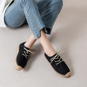 <span class=keywords><strong>Alpargatas</strong></span> de <span class=keywords><strong>Mujer</strong></span> Modernas con Cordones y Punta Cerrada, Tejidas en Yute, con Suela Gruesa, Calzado Diario Antideslizante, Minimalista e Informal - Product Image 3