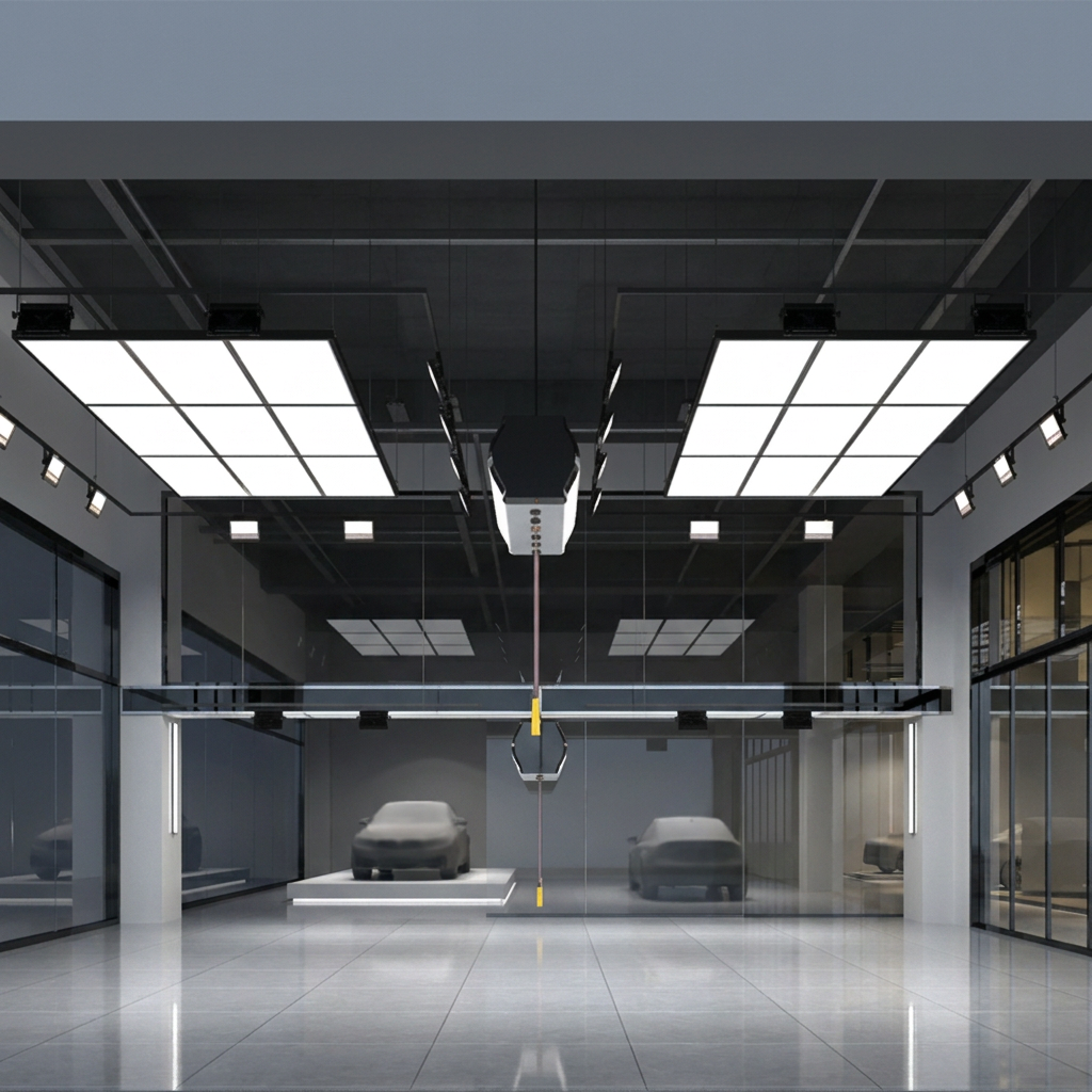 Auto Detailing Workshop LED Light Panel Landscape Layout 80W IP54 Protection for Wet Areas