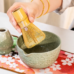Nuevo Juego de Matcha de Porcelana Estilo Japandi Ecológico de Grado Alimenticio con Diseño de Flor de Cerezo Japonés, Tazón de Matcha de Cerámica Premium - Product Image 4
