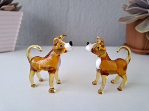 Juego de 3 Figuras de Perros de Cristal, Color Ámbar, Cristal de Murano, Decoración Animal Moderna para Mesa - Product Image 3