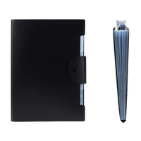 Carpeta de Archivo Acordeón Multicapa con Hebilla Redonda Negra Shlan, Organizador de Documentos A4, 12/8 Compartimentos, Impermeable, con Clip de PP para Papeles