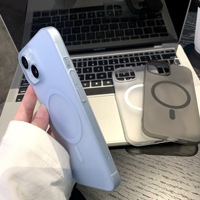Étui de téléphone magnétique de charge sans fil mat Transparent pour iPhone 15 14 13 12 Pro Max sensation de peau antichoc dur PC couverture transparente