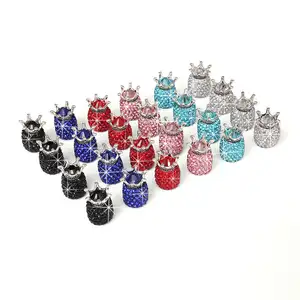 Dustproof Universal Bling Crown Strawberry Car Tire Valve 4pcs/set Mini Rubber Car Tire Valve for SUV Motorcycle Bicycle