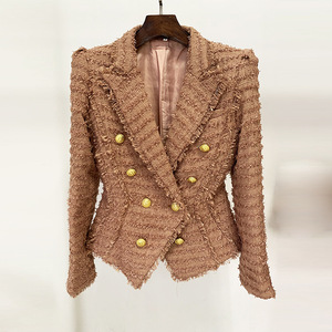 2024 Nieuwkomers Herfstontwerp Vrouwen Tweed Franjes Vrijetijdsbroek <span class=keywords><strong>Blazer</strong></span> Pakken - Product Image 3
