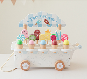<span class=keywords><strong>Mini</strong></span> Playhouse en bois <span class=keywords><strong>cuisine</strong></span> et ensemble de jouets alimentaires semblant jouer chariot à crème glacée jeux de rôle enfants cadeaux dans l'emballage de la boîte - Product Image 2