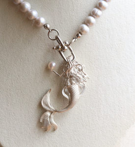 ZHENXUN S925 Collier en argent pur avec pendentif sirène princesse des contes de fées, perle, queue de poisson, cadeau pour petite amie, design original - Product Image 4