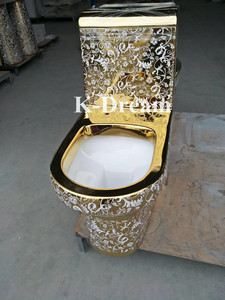 WC monoblocco KD-03GPK Nordic bianco e oro con decorazioni floreali, sanitari Chaozhou, modello europeo, nuovo modello. - Product Image 4