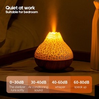 Diffuseur d'huiles essentielles 300 ml en gros, humidificateur USB mini volcan à grain de bois, contrôle tactile, éclairage RGB, portable pour le bureau