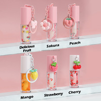4ml Glansrijke Lipgloss Hartvormige Tube Private Label Reisset Formaat Vloeibare Lipkleur Cosmetica Fruit Smaak Lip Olie Sleutelhanger