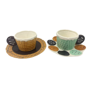 แก้วกาแฟเซรามิครูปทรงบิสกิตน่ารัก สีสันโดดเด่น พร้อมหูจับ แก้วกาแฟตุรกี แก้วเซรามิคสำหรับน้ำชายามบ่ายและอาหารเช้า - Product Image 2