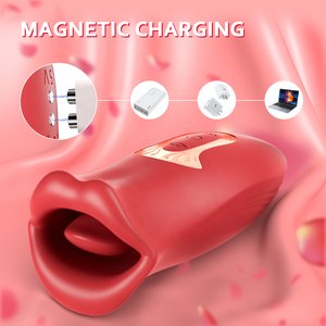 Mujeres 10 patrón de beso francés lengua vibradora Rosa consolador juguetes sexuales masajeador fuente de alimentación USB para el placer del clítoris - Product Image 2