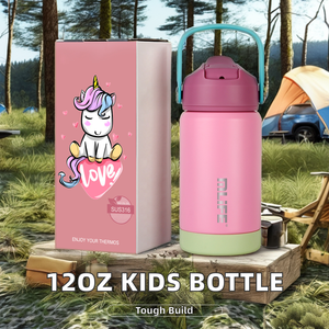 กระติกน้ำสแตนเลสแบบมีหลอด12ออนซ์สำหรับเด็กสุญญากาศผนังสองชั้นเก็บความร้อนเย็น<span class=keywords><strong>24</strong></span>ชั่วโมง - Product Image 2