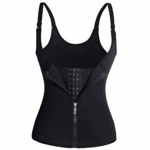 Top Moldeador Transpirable Negro Estampado con Cremallera para Mujer, Conjunto de Faja Reductora de Abdomen de Spandex/Nylon de Secado Rápido y Ecológico - Product Image 1