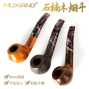 Muxiang Briar Wood Smoking Pipe Bent Type 9mm Filter Core Men's Tobacco Pipe - Product Image 5