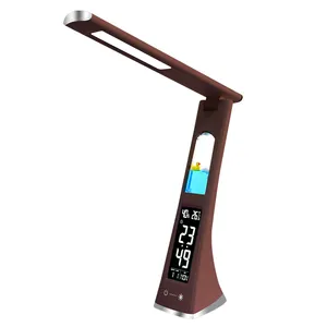 휴대용 테이블 led 빛 램프 시계 LCD 디스플레이 화면 캘린더 배터리 충전식 책상 독서 램프 만화 동물