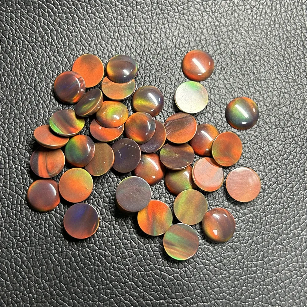 Synthetic Fire Opal OP334 Round 7mm 8mm 12mm Fire Flat Bottom Lab Grown Opal For Jewelry Set