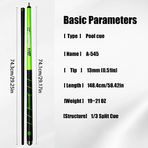 Taco de billar de tres secciones con punta de 13 mm y unión de acero inoxidable para romper la bola - Product Image 2