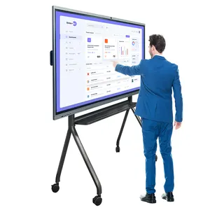 86 Inch Multi Touch Screen Smart Board Mobiele Stand Klaslokaal Digitaal Whiteboard Intelligent Interactief Plat Paneel Voor Het Lesgeven