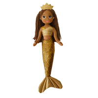 Mini Poupées Sirènes de 45 CM de Haute Qualité, Poupées Sirènes en Peluche à Peau Noire, Douce Poupée Sirène en Tissu pour Filles, Jouets Mer et Sable