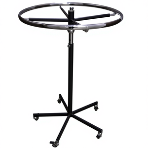 Moderno Exhibidor de Ropa Redondo de <span class=keywords><strong>Metal</strong></span> Ecológico con Estante Etagere, Diseño Independiente - Product Image 1