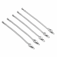 Chaîne d'extension personnalisée en acier inoxydable 304 titane avec fermoir mousqueton, ensemble de breloques goutte d'eau et connecteur de perle pour la fabrication de bijoux