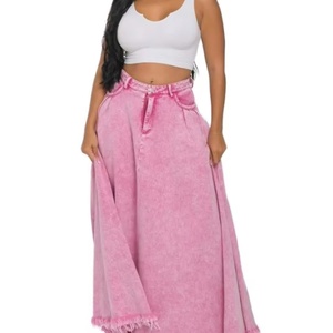 Fournisseur chinois – Jupe longue en jean 100 % coton, style vintage délavé, pour femme, collection automne - Product Image 1