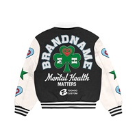 Blouson Teddy Unisexe à Logo Personnalisé, pour Homme, Blouson Universitaire Court Style Rétro Vintage avec Écusson Brodé en Chenille Américaine