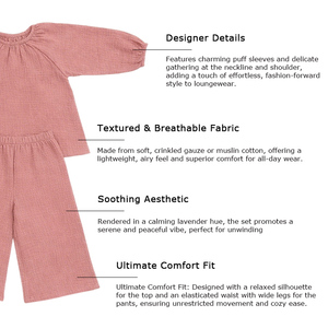 Set <span class=keywords><strong>di</strong></span> Abbigliamento Casual per Ragazze: <span class=keywords><strong>Camicia</strong></span> Oversize a Maniche Lunghe e Pantaloni in <span class=keywords><strong>Mussola</strong></span> <span class=keywords><strong>di</strong></span> Cotone 100% Biologico - Product Image 4