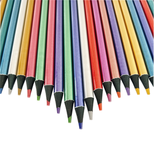 Crayons de <span class=keywords><strong>couleur</strong></span> métalliques en bois <span class=keywords><strong>noir</strong></span> adouci de qualité supérieure - 12 pièces, corps rond, mine et emballage personnalisés, certifiés FSC ISO EN71 - Product Image 1