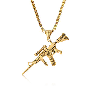 New yunnique style military fashion M416 assault rifle pendant necklace for men, hip-hop personalized jewelry and a - Product Image 1