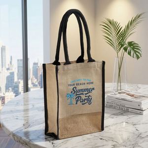 Sacs fourre-tout en jute renforcés avec poignées en fibre épaisse pour le rangement de livres, les cadeaux de mariage, les enterrements de vie de garçon et les usages quotidiens - Product Image 1