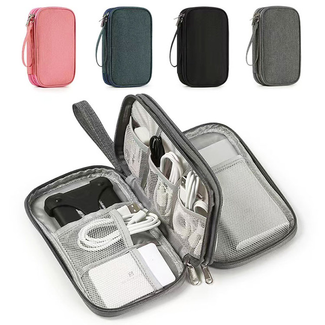 Travel Cable Organizer Pouch Electronic Accessories Carry Case Portable Waterproof Double Layers All-in-One Storage Bag