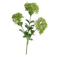 Bunga Hydrangea Buatan Realistis Tangkai Tunggal 3 Cabang dengan Buah Berry Millet, Bahan Sutra+Plastik untuk Dekorasi Interior Rumah