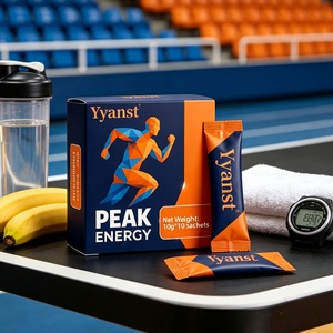 Mixed Botanical Roast Instant Coffee 10g*10 Sachets Navy <b>Orange</b> Geometric Runner Figure Print <b>Paper</b> Box OEM Custom Bulk Carton - Product Image 5