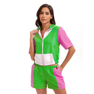 Conjunto Deportivo Retro Años 80 para Mujer Yi Xiaoyi, Chaqueta y Pantalones Cortos con Bloques de Color y Cierre, Disfraz para Actuaciones, Talla Adulto - Product Image 3