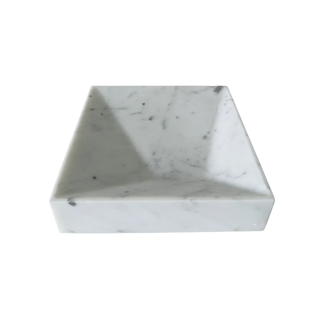 Modern Crafted Marble Bath Accessory Carrara White Marble Soap Holder Sponge Dish for Bathroom and Kitchen