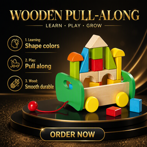 Juego <span class=keywords><strong>de</strong></span> Bloques <span class=keywords><strong>de</strong></span> <span class=keywords><strong>Madera</strong></span> para Arrastrar, Carro <span class=keywords><strong>de</strong></span> Clasificación <span class=keywords><strong>de</strong></span> Formas Montessori, Juguete Educativo para Niños Pequeños - Product Image 5